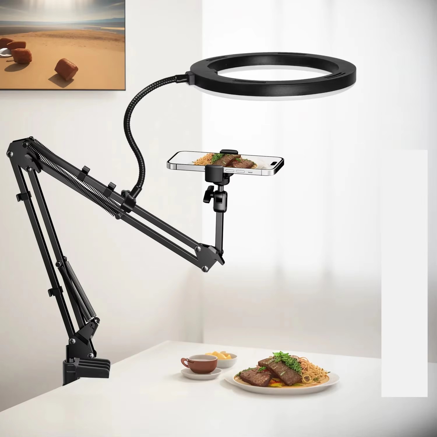Photography Video Lighting Kit With Adjustable Tripod Stand - Live Stand Handy Professionelle Overhead Beleuchtung