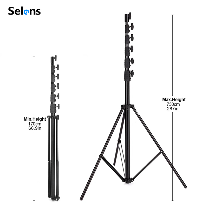 Photography Video Lighting Kit With Adjustable Tripod Stand - Selens 7,3m Luftkissen-Lichtstativ aus Aluminiumlegierung, Hochleistungs-Stativ