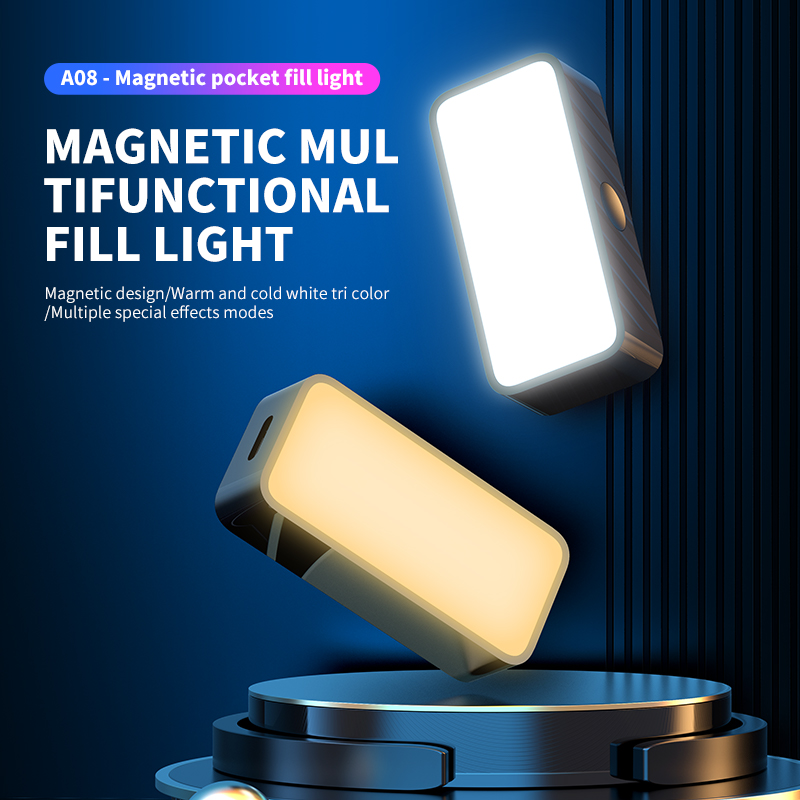 Photography Lighting Continuous - Magnetisches tragbares Mini-Selfie-Fülllicht, verstellbare Beleuchtung, wiederaufladbares