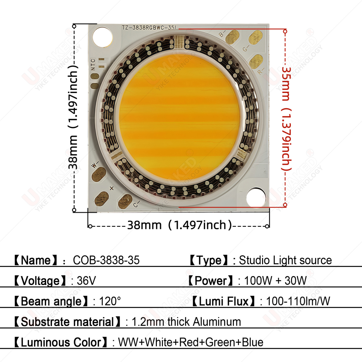 38 x 38 mm, 290 W, COB-SMD-LED – Photography Lighting Options Bewertung und Preis